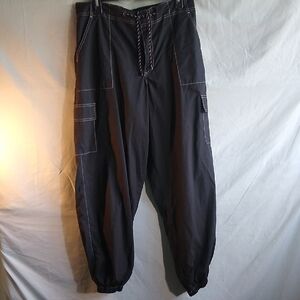 NWOT Rachel Paige XL black w-white stitch detail Balloon Pants